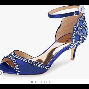 Sparkly blue low high heels